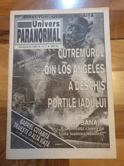 revista univers paranormal anul 1,nr. 1-decembrie 1994 -misterele bacaului
