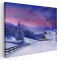 Tablou peisaj munte cu cabane iarna la apus Tablou canvas pe panza CU RAMA 20x30 cm