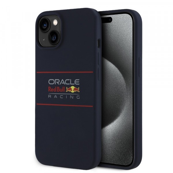 Husa MagSafe pentru Apple iPhone 15, Red Bull Racing, Horizontal Centered Logo, Bleumarin