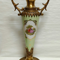 Amfora antica Sevres porțelan si bronz, 42,5cm, sec 19