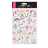 Autocolante cu Unicorni Baby, Set 18 buc, Pastel, Detalii Metalizate, CMCLASS