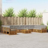 vidaXL Seturi de canapele cu pernă 11 pcs Gri natural și deschis 3374241