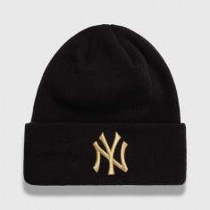 New Era caciula culoarea negru, din tricot gros, NEW YORK YANKEES