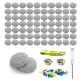 Set Reparatie Plafon Auto cu 70 Butoni pentru Tapiserie - Gri