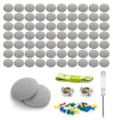 Set Reparatie Plafon Auto cu 70 Butoni pentru Tapiserie - Gri