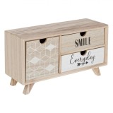 Cutie Decorativă Lemn, 3 Sertare, Mesaj Smile Everyday, 28x10x15cm