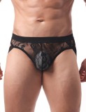 Slip Eross Lace See Through S Negru