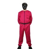 Cumpara ieftin Costum pentru adulti, Jocul Calamarului, model Lider, marimea S, rosu, centura inclusa