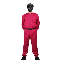 Costum pentru adulti, Jocul Calamarului, model Lider, marimea S, rosu, centura inclusa