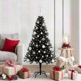 vidaXL Brad de Crăciun cu 150 LED cu suport Negru 150 cm PVC 3396470