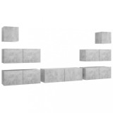 Cumpara ieftin Set de dulap TV, 7 piese, gri beton, lemn prelucrat