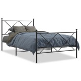 Cumpara ieftin Cadru pat metalic cu tablii de cap/picioare, negru, 100x200 cm