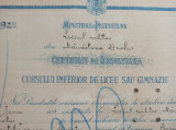 DIPLOMA LICEUL RADU GRECEANU SLATINA, 1925