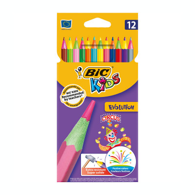 Creioane colorate 12 culori Bic Evolution Circus foto