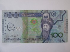Rara! Turkmenistan 100 Manat 2017,bancnota comemorativa in stare foarte buna foto