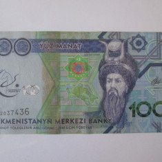 Turkmenistan 100 Manat 2017,bancnotă comemorativă in stare foarte buna