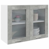 vidaXL Dulap de sticlă suspendat &ldquo;Lyon&rdquo; gri beton 80x31x60 cm