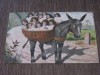 Ilustrație Umoristică cu Măgar și Coș cu Copii ,Carte Poștală pentru Colecționari, Circulata, Printata