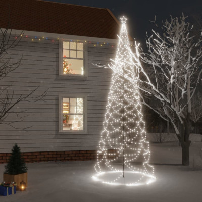 vidaXL Pom de Crăciun cu st&amp;acirc;lp de metal, 1400 LED-uri, alb rece, 5 m foto