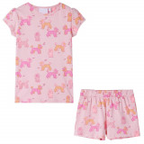 Pijamale pentru copii cu maneci scurte, roz deschis, 116 GartenMobel Dekor, vidaXL