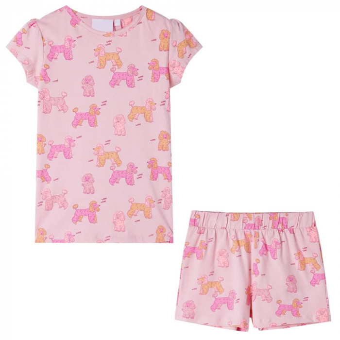 Pijamale pentru copii cu m&acirc;neci scurte, roz deschis, 104