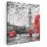 Tablou pictura peisaj urban Big Ben Londra Tablou canvas pe panza CU RAMA 100x100 cm