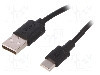 Cablu USB A mufa, USB C mufa, USB 2.0, lungime 0.5m, negru, Goobay - 59118