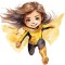 Sticker decorativ Fata Supererou, Galben, 60 cm, 1310STK-7