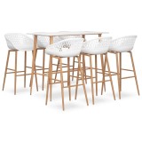 VidaXL Set mobilier de bar, 7 piese, alb