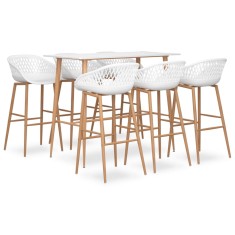 vidaXL Set mobilier de bar, 7 piese, alb foto
