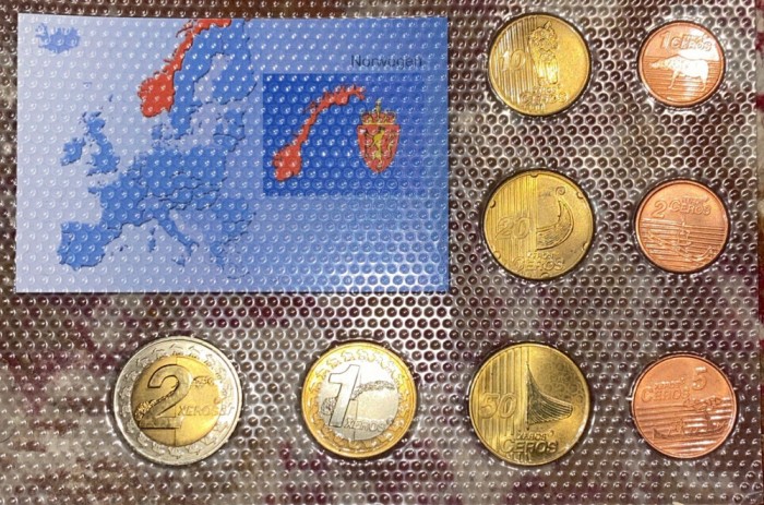 NORVEGIA SET MONEDE EURO,PROBE 2004(CALITATE Proof)