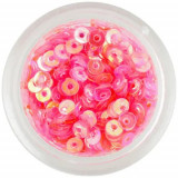 Decoraţiuni pentru unghii - paiete rotunde &icirc;n formă de disc, roz