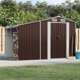 Șopron grădină vidaXL maro 277x192.5x179cm oțel zincat, magazie depozitare unelte, lemne, ventilație acoperiș