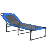 Outsunny Șezlong Pliabil, Spătar Reglabil pe 4 Poziții, M&acirc;nere pentru Transport, Culoare Albastru | Aosom Romania