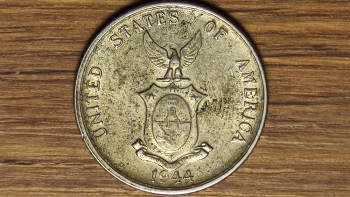 SUA / USA - ocupatie WW2 in Filipine - 20 centavos 1944 argint -foarte frumoasa!