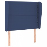 Cumpara ieftin Tablie de pat cu aripioare, albastru, 103x23x118/128 cm, textil