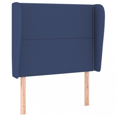 Tablie de pat cu aripioare, albastru, 103x23x118/128 cm, textil foto