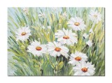 Cumpara ieftin Tablou cu margarete pe camp pictat manual, 70x50cm ulei pe panza in cutit efect 3D, Valentin Pop