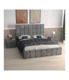 Pat Ven03 Gri +Noptiere Tapitate+ Saltea Lux Ortopedica 180x200cm