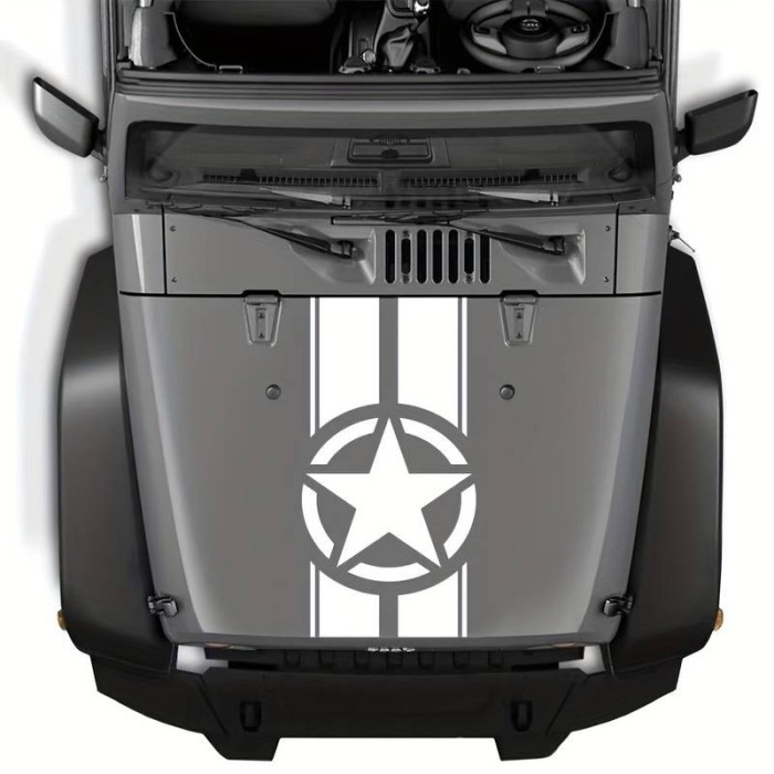Sticker autoadeziv pentru vehicule Off Road, model Army Star , dimensiune 90 x 43 cm, culoare Alba