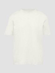Tricou barba?i cu decolteu la baza gatului, cu logo, Crem (Marime: M) foto
