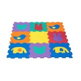 Covor puzzle pentru protectie pardoseala cu forme animale , 31x31x1 , 9 bucati , multicolor, Oem
