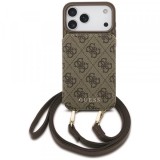Husa pentru Apple iPhone 18 Pro / 17 Pro, Guess, 4G Crossbody Cardslot, Maro