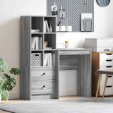 Cumpara ieftin Birou cu spațiu de depozitare cu sertar 2 pcs sonoma gri