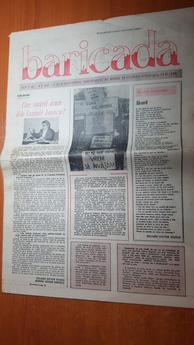 baricada 11 februarie 1990-articolul &quot; eminescu e cu noi&quot;