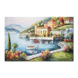 Tablou peisaj gigant pictat manual, Colt de rai, 120x80cm ulei pe panza in cutit efect 3D, Magistral