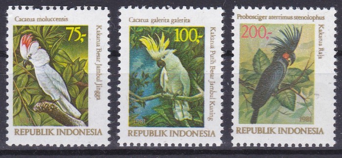 DB1 Fauna Indonezia 1980 Papagali 3 v. MNH