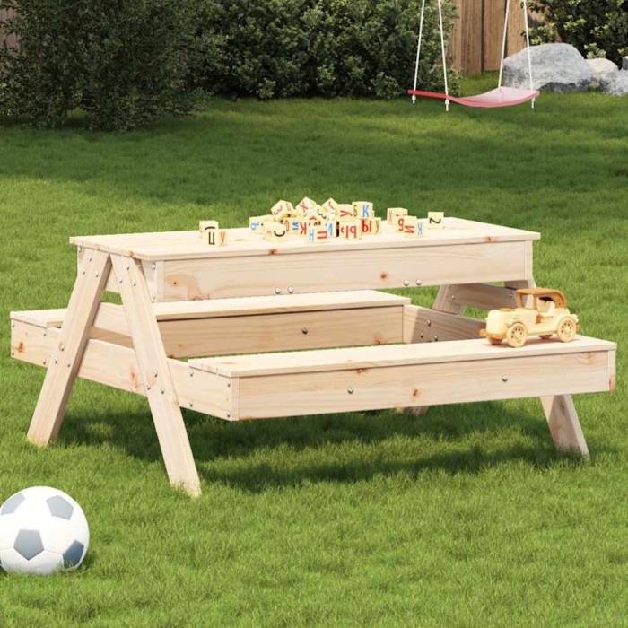vidaXL Masă de picnic cu groapă de nisip pentru copii, lemn masiv pin 832592
