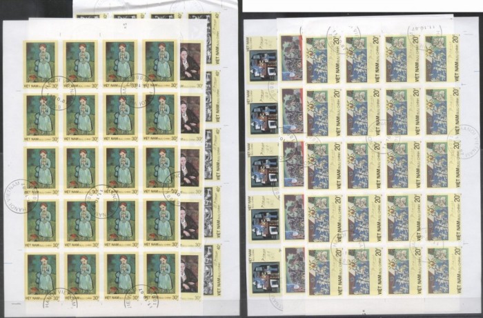 Vietnam 1987 Paintings, Picasso, 20 imperf. set in block, used T.383