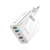 Incarcator Retea Techsuit CHC1 PentaXPower, 25W, 3A, 3 x USB-A - 2 x USB-C, Alb